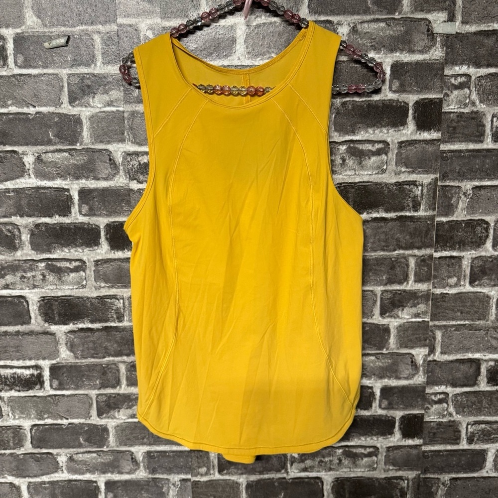 Lululemon tank top shirt yellow cut out back